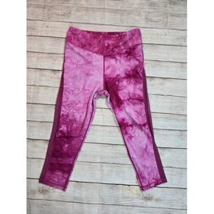 ZYIA ACTIVE Pink Tie Dye High Waist Crop Leggings Size 12 Women’s Athletic